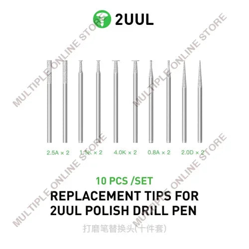 2UUL DA82 Replacement Tips for 2UUL Polish Drill Pen (10pcs/Set)
